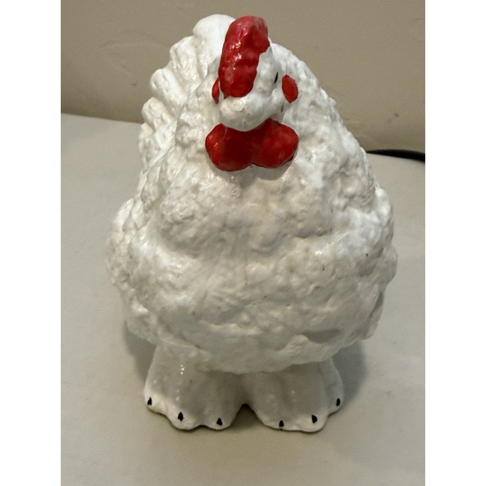 Hen Statue Large 6"H Chicken Sculpture Garden Home Decor Country Yard Bird White